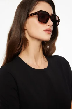 Sunglasses-Dynamite Rectangle 70's Sunglasses Brown