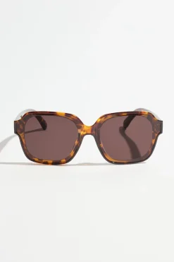 Sunglasses-Dynamite Rectangle 70's Sunglasses Brown