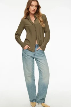 Blouses & Tops | Blouses & Tops-Dynamite Relaxed Airflow Shirt Brown