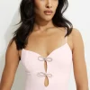 Tees & Tanks | Tees & Tanks-Dynamite Rhinestone Bow Bodysuit Pink