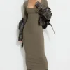 Dresses & Jumpsuits | Online Exclusives-Dynamite Ribbed Bodycon Maxi Dress Brown