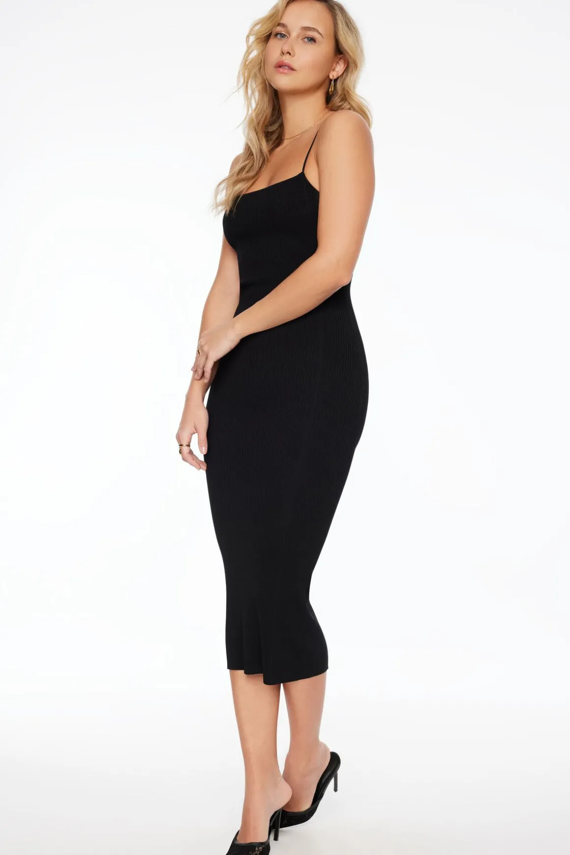 Dresses & Jumpsuits | Midi & Maxi Dresses-Dynamite Ribbed Bodycon Midi Dress Black