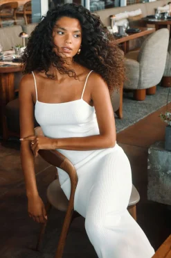 Dresses & Jumpsuits | Midi & Maxi Dresses-Dynamite Ribbed Bodycon Midi Dress White