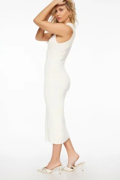 Dresses & Jumpsuits | Midi & Maxi Dresses-Dynamite Ribbed Bodycon Midi Dress White
