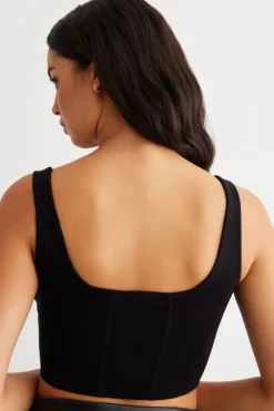 Sweaters & Cardigans | Sweaters-Dynamite Ribbed Corset Top Black