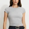 Tees & Tanks | Online Exclusives-Dynamite Ribbed Crewneck Waist T Shirt Gray