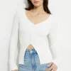 Sweaters & Cardigans | Sweaters-Dynamite Ribbed Flyaway Cardigan White