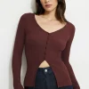 Online Exclusives | Sweaters-Dynamite Ribbed Flyaway Cardigan Burgundy