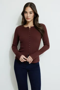 Sweaters & Cardigans | Tees & Tanks-Dynamite Ribbed Flyaway Cardigan Burgundy