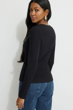 Sweaters & Cardigans | Tees & Tanks-Dynamite Ribbed Flyaway Cardigan Black