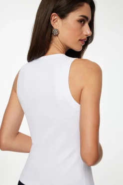Tees & Tanks | Tees & Tanks-Dynamite Ribbed Flyaway Top White