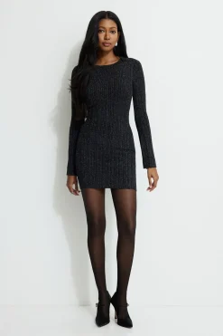 Dresses & Jumpsuits | New Dresses-Dynamite Ribbed Metallic Mini Dress Black