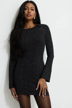 Dresses & Jumpsuits | New Dresses-Dynamite Ribbed Metallic Mini Dress Black