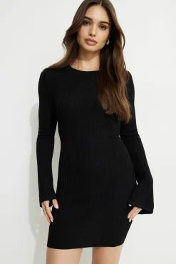 Dresses & Jumpsuits | New Dresses-Dynamite Ribbed Metallic Mini Dress Black
