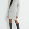 Dresses & Jumpsuits | Bestsellers-Dynamite Ribbed Mini Sweater Dress Grey