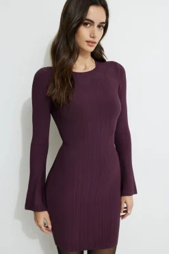 Dresses & Jumpsuits | New Dresses-Dynamite Ribbed Mock Neck Mini Dress Burgundy