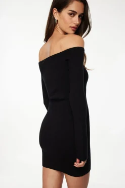 Dresses & Jumpsuits | New Dresses-Dynamite Ribbed Off Shoulder Mini Dress Black