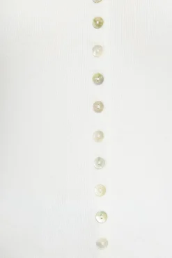 Sweaters & Cardigans | Sweaters-Dynamite Ribbed Pearl Button Vest White