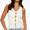 Sweaters & Cardigans | Sweaters-Dynamite Ribbed Peekaboo Tank Top White