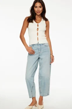 Sweaters & Cardigans | Sweaters-Dynamite Ribbed Peekaboo Tank Top White