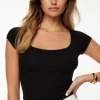 Tees & Tanks | Online Exclusives-Dynamite Ribbed Scoop Neck T Shirt Black