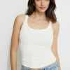 Tees & Tanks | Matching Sets-Dynamite Ribbed Scoop Neck Tank Top White