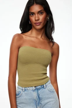 Sweaters & Cardigans | Sweaters-Dynamite Ribbed Tube Top Brown
