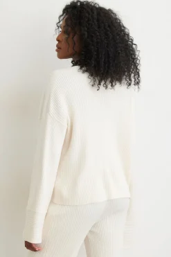 Sweaters & Cardigans | Sweaters-Dynamite Ribbed V-Neck Sweater White