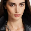 Necklaces-Dynamite Roped Chain Link Necklace Grey