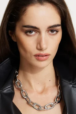 Necklaces-Dynamite Roped Chain Link Necklace Grey