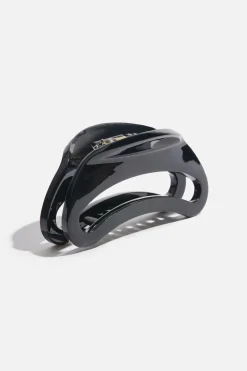Hair Accessories-Dynamite Rounded Acetate Claw Hair Clip Black