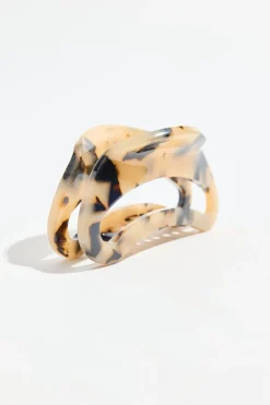 Hair Accessories-Dynamite Rounded Acetate Claw Hair Clip Brown