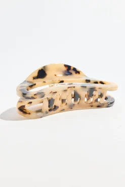 Hair Accessories-Dynamite Rounded Acetate Claw Hair Clip Brown