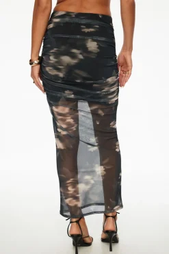 Skirts & Skorts | Matching Sets-Dynamite Ruched Mesh Maxi Skirt Black