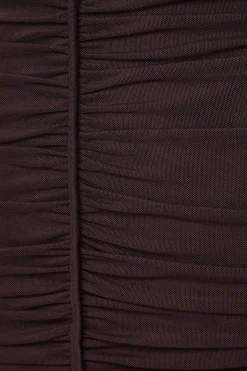 Dresses & Jumpsuits | Mini Dresses-Dynamite Ruched Mesh Mini Dress Brown