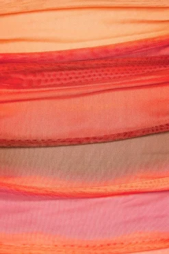 Dresses & Jumpsuits | Mini Dresses-Dynamite Ruched Mesh Mini Tube Dress Coral