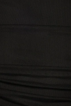 Tees & Tanks | Tees & Tanks-Dynamite Ruched Mesh Top Black