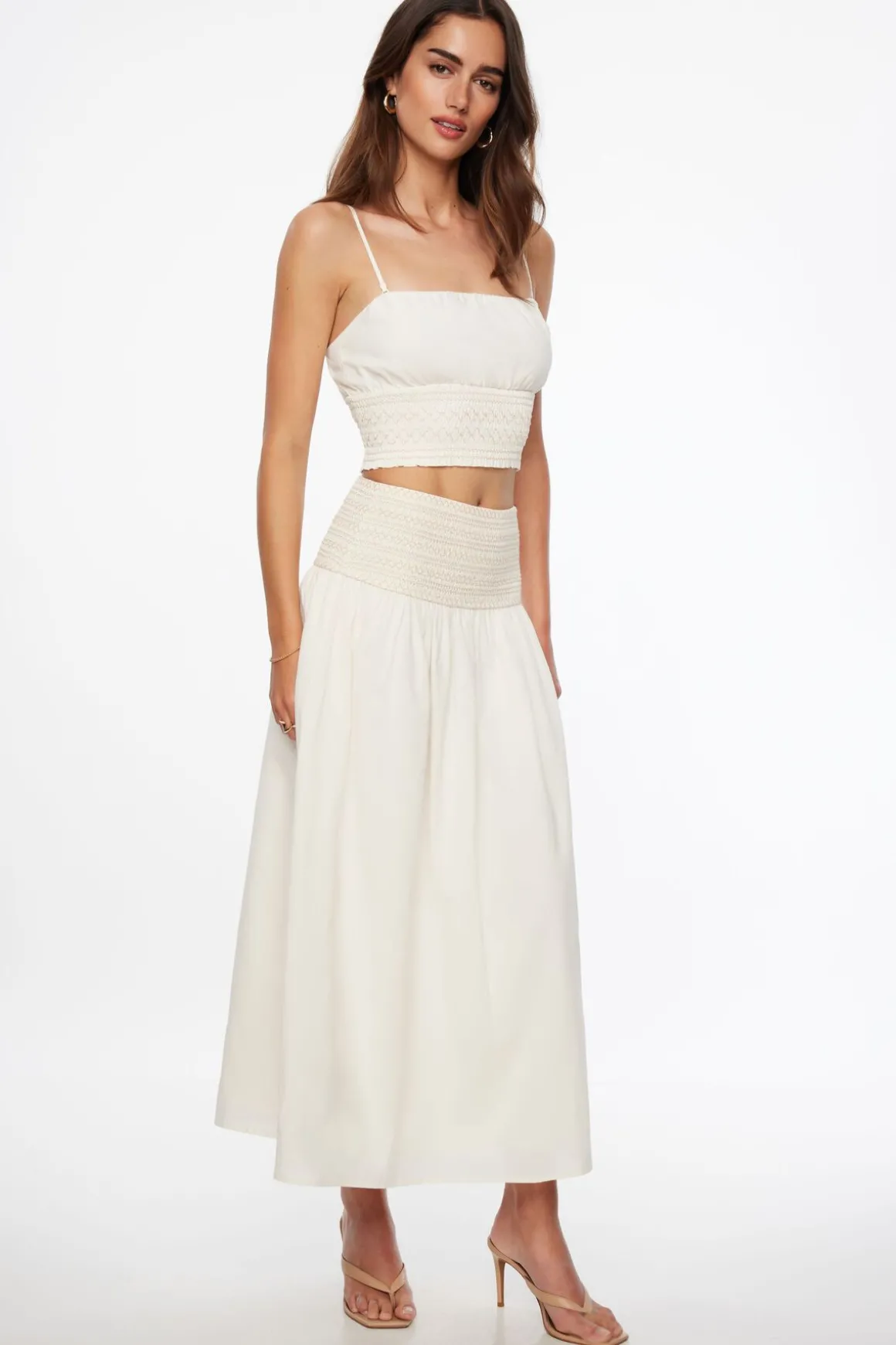 Blouses & Tops | Blouses & Tops-Dynamite Ruched Smocked Tube Top White