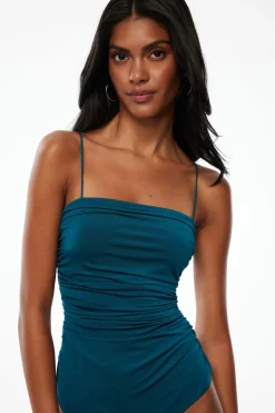 Tees & Tanks | Tees & Tanks-Dynamite Ruched Tube Bodysuit Blue