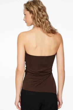 Tees & Tanks | Tees & Tanks-Dynamite Ruched Tube Top Brown