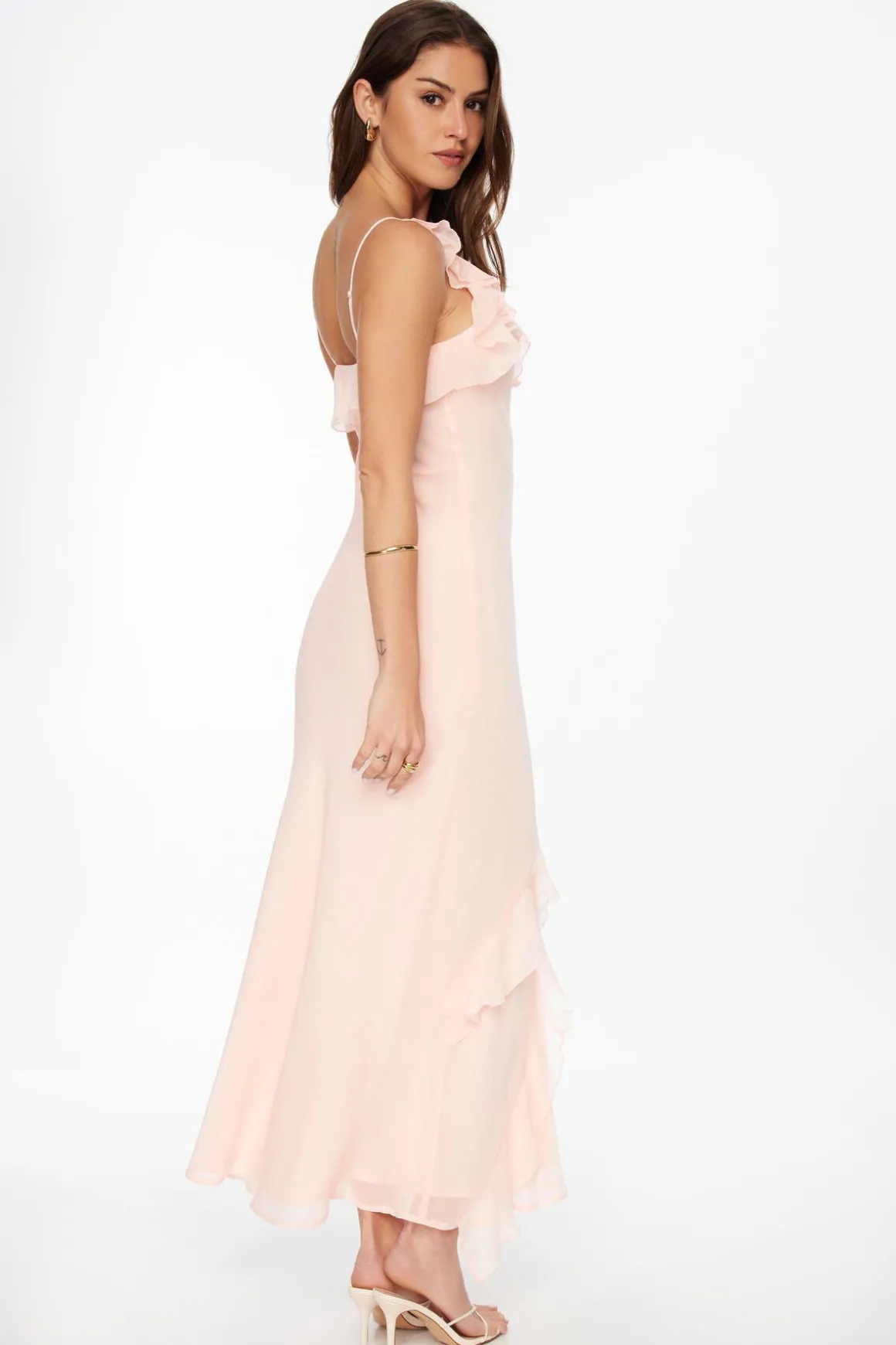 Dresses & Jumpsuits | Online Exclusives-Dynamite Ruffled Chiffon Maxi Dress Pink