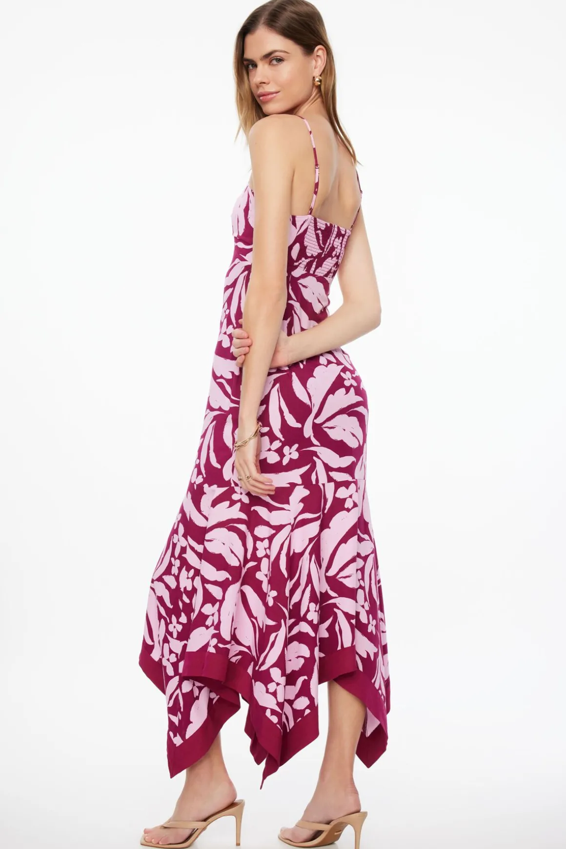 Dresses & Jumpsuits | Midi & Maxi Dresses-Dynamite Ruffled Maxi Linen Dress Pink