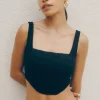 Blouses & Tops | Blouses & Tops-Dynamite Saige Lace Square Neck Corset Top Black
