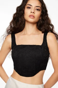 Blouses & Tops | Blouses & Tops-Dynamite Saige Lace Square Neck Corset Top Black