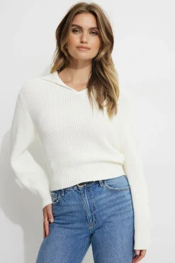 Sweaters & Cardigans | Online Exclusives-Dynamite Sailor Collar Sweater White
