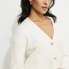 Hair Accessories-Dynamite Satin Gem Headband White