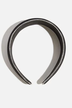 Hair Accessories-Dynamite Satin Gem Headband Black
