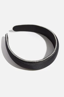Hair Accessories-Dynamite Satin Gem Headband Black