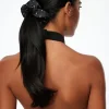 Hair Accessories-Dynamite Satin Scrunchie Black