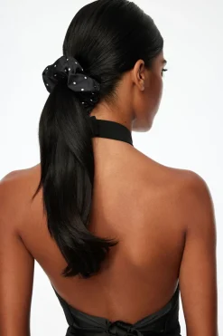 Hair Accessories-Dynamite Satin Scrunchie Black